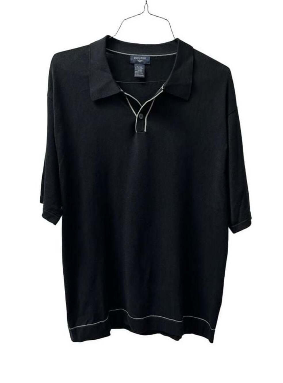 Vintage Y2K Dockers Black Silk Cotton Quiet Luxury Polo sweater Shirt - Sz XL